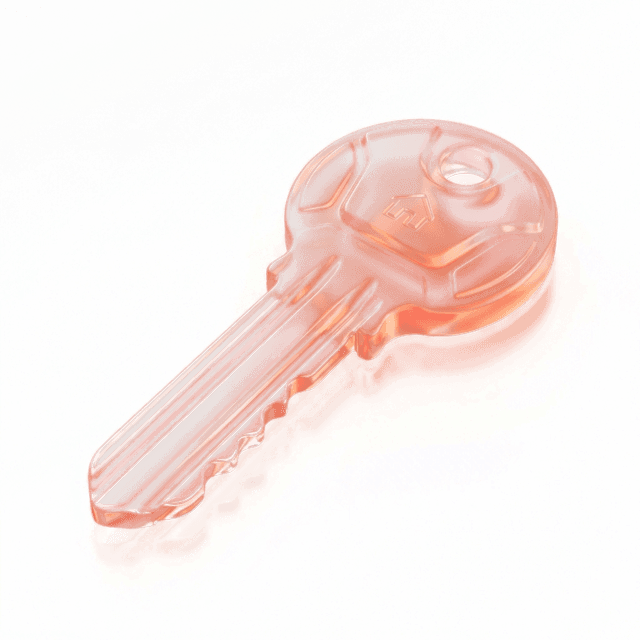 3D Glass Key representing property care and access