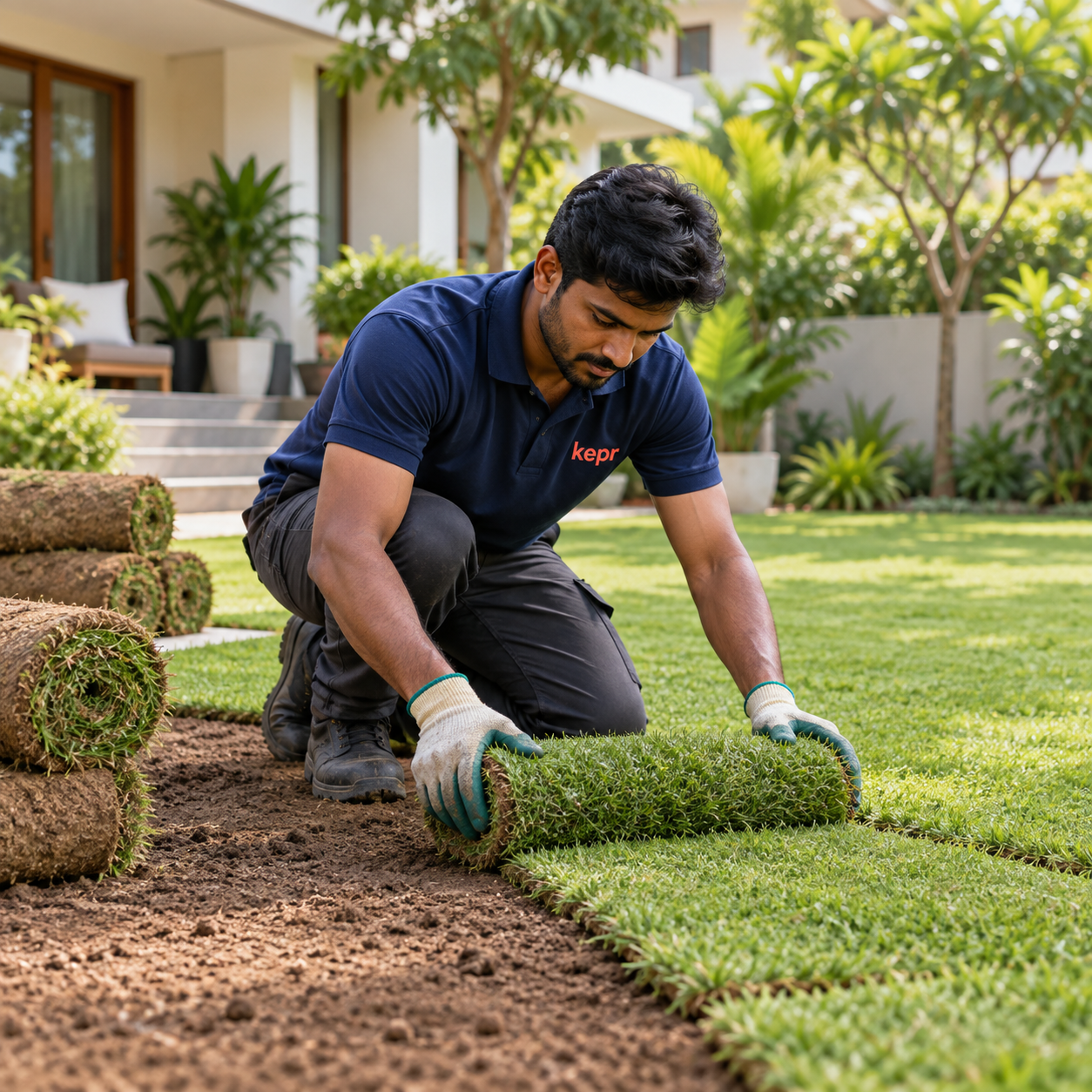KEPR custom lawn installation & care service illustration